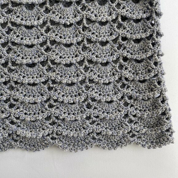 Beautiful Vintage Hand-Crocheted Knit SS Pullover L-XL Lavender - Scalloped Hem - Picture 3 of 11